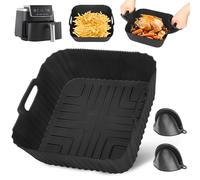 Hivio Silicone Air Fryer Liner with Gloves for Ninja Air Fryer Pro 4.2L AF140UK/ Cosori 5.5L/Ninja Speedi 5.7L ON400UK, Non-Stick AirFryer Accessories for MAX PRO 6.2L