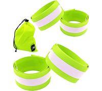 HiVisible Reflective Bands for Night Walking Reflective Arm Bands for Runners Reflective Wristbands Reflective Ankle Bands Cycling Reflective Running Gear Bike Pant Leg Strap Bicycle Pants Clips