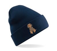 HiViz Kings Adorable Dachshund Beanie Hat - Perfect for Dog Lovers! Embroidery (Acrylic, Navy)