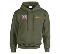 HiViz Kings Carp Fishing UK Badge And Carp Logo Premium Embroidered Hoodie Pristine Finish (as8, alpha, 4x_l, regular, regular, Olive)