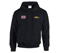 HiViz Kings Carp Fishing UK Badge And Carp Logo Premium Embroidered Hoodie Pristine Finish (as8, alpha, x_l, regular, regular, Black)