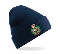 HiViz Kings Corps of Royal Engineers Cap Badge Men's Beanie Hat Stay Warm and Cozy Embroidery British Army Insignia MOD (Acrylic, Navy)