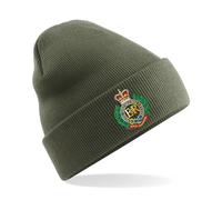 HiViz Kings Corps of Royal Engineers Cap Badge Men's Beanie Hat Stay Warm and Cozy Embroidery British Army Insignia MOD (Acrylic, Olive)