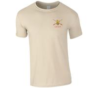 HiViz Kings Embroidered British Army Men's Tshirt British Army Insignia MOD Embroidery ** 9 Colours Available ** (UK, Alpha, L, Regular, Regular, Sand)