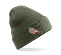 HiViz Kings Embroidered Chaffinch Beanie Hat - Cozy Fashion Accessory (Acrylic, Olive)