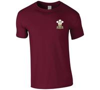 HiViz Kings Embroidered Royal Welsh Insignia Men's Tshirt British Army Insignia MOD Embroidery ** 9 Colours Available ** (UK, Alpha, L, Regular, Regular, Maroon)