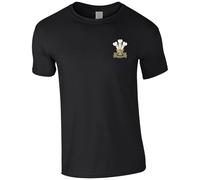 HiViz Kings Embroidered Royal Welsh Insignia Men's Tshirt British Army Insignia MOD Embroidery ** 9 Colours Available ** (UK, Alpha, M, Regular, Regular, Black)