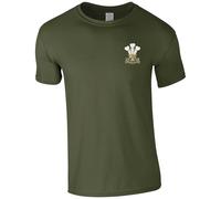 HiViz Kings Embroidered Royal Welsh Insignia Men's Tshirt British Army Insignia MOD Embroidery ** 9 Colours Available ** (UK, Alpha, L, Regular, Regular, Military Green)