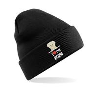 HiViz Kings I Love My Bichon Embroidered Beanie Hat, Cosy (UK, Alpha, One Size, Black)
