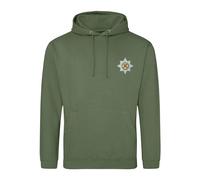 HiViz Kings Irish Guards Embroidered Men's Hoodie British Army Insignia MOD Hooded Sweatshirt Embroidery ** 9 Colours Available ** (UK, Alpha, L, Regular, Regular, Military Green)