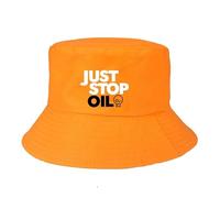 HiViz Kings Just Stop Oil Protester Embroidered Bucket Hat, Cotton Orange