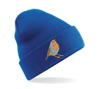 HiViz Kings Little Scruffy Red Robin Premium Embroidered Beanie Hat 6 Colours to Choose (Acrylic, Blue)
