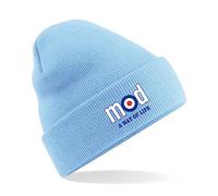 HiViz Kings MOD A Way of Life Beanie Hat Embroidered Logo Pristine Finish Beenie (Black) (Sky Blue)
