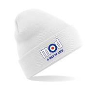 HiViz Kings MOD A Way of Life Beanie Hat Embroidered Logo Pristine Finish Beenie (Black) (White)