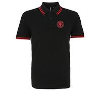 HiViz Kings Northern Soul Keep The Faith Embroidered Tipped Polo Shirt (L 42", Black & Red)