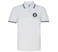 HiViz Kings Northern Soul Keep The Faith Embroidered Tipped Polo Shirt (L 42", White & Navy)