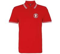 HiViz Kings Northern Soul Keep The Faith Embroidered Tipped Polo Shirt (M 40", Red & White)
