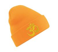 HiViz Kings OM Buddhist Embroidered Beanie, Soft, Stylish, Spiritual (UK, Alpha, One Size, Orange)