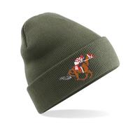 HiViz Kings Personalised Horse Racing Embroidered Beanie Hat! Stay Warm at The Course (Acrylic, Olive)