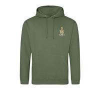 HiViz Kings Queen's Royal Hussars Embroidered Men's Hoodie British Army Insignia MOD Hooded Sweatshirt Embroidery ** 9 Colours Available ** (UK, Alpha, XL, Regular, Regular, Military Green)