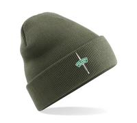 HiViz Kings Royal Marines Commando Embroidered Men's Beanie Hat Stay Warm and Cozy (Acrylic, Olive)