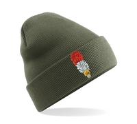 HiViz Kings Royal Regiment of Fusiliers Feathers Badge Men's Beanie Hat Stay Warm and Cozy Embroidery British Army Insignia MOD (Acrylic, Military Green)