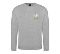 HiViz Kings Royal Welsh Regiment Official Licensed Embroidered Sweatshirt (UK, Alpha, S, Regular, Regular, Grey)
