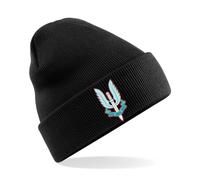 HiViz Kings SAS Inspired Beanie Hat Special Air Service Embroidered Who Dares Wins (Acrylic, Black)
