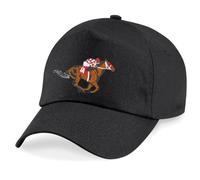 HiViz Kings Stride into Style with Our Exclusive Horse Racing Embroidered Baseball Cap (Acrylic, Black)