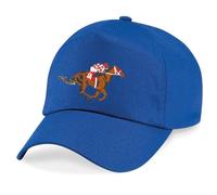 HiViz Kings Stride into Style with Our Exclusive Horse Racing Embroidered Baseball Cap (Acrylic, Blue)