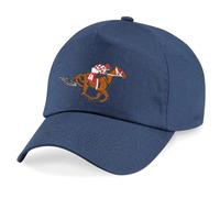 HiViz Kings Stride into Style with Our Exclusive Horse Racing Embroidered Baseball Cap (Acrylic, Navy)