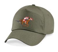HiViz Kings Stride into Style with Our Exclusive Horse Racing Embroidered Baseball Cap (Acrylic, Olive)