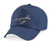 HiViz Kings Vintage Spitfire WW2 Embroidered Baseball Cap - Limited Edition Collectible! (Cotton, Navy)