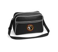 HiViz Kings Wigan Listen To The memories Northern Soul Retro Shoulder Bag With Embroidered Logo (Black/White)