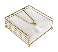 hiwafifi Napkin Holder for Table, Flat Napkin Dispenser with Weighted Arm, Square Cocktail Paper Holder of Elegant Rustic Iron for Kitchen Dining Room Decor Restaurant Farmhouse Hotel Party, Gold