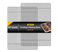 Hiware 2-Pack Cooling Racks for Baking - 8.5" x 12" - Quarter Size - Stainless Steel Wire Cookie Rack Fits Quarter Sheet Pan, Oven Safe for Cooking, Roasting, Grilling
