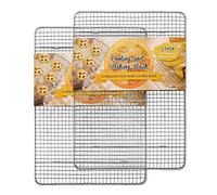 Hiware 2-Pack Cooling Racks for Baking, Stainless Steel Wire Rack Baking Rack Oven Rack Cookie Rack, Oven Safe, Rust-Resistant Rack for Cooking, Baking, Roasting and Grilling - Fit Half Sheet Pan