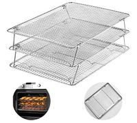 HIWARE Oven-Salf Collapsible Cooling Rack for Baking, 3 Tier 12”x 16.5”, Stainless Steel and Fit Half Sheet, Stackable Wire Cooling Racks for Cookie, Pizza, Cake