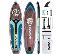 Hiwave Inflatable Stand Up Paddle Board 1.5" x 34" x 6", 350lbs Capacity, Pet Friendly Paddle Board for Ocean and Lake, with 3 Adjustable Paddles