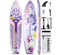 Hiwave Inflatable Stand Up Paddle Board 11’*34”*6” Sup Board, 450lbs Capicity, Pet Friendly Paddle Board for Ocean&Lake, w/3pcs Adjustable Paddle，Purple