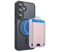 HiWe for MagSafe Wallet for Galaxy S26/S25/S24 Series with Magnetic Case and iPhone 17/16/15/14/13/12 Series, No Case, 6 Cards Holder, RFID Leather Slim, Pink