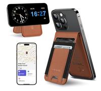 HiWe for MagSafe Wallet Stand with Find My, Anti-Lost Strongest Magnetic Wallet for iPhone 17/16/15/14/13/12 Series, 9 Cards Holder, Leather RFID, Brown