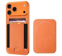 HiWe for MagSafe Wallet, Stronger Magnetic Wallet for iPhone 17/16/15/14/13/12 Series, 7 Cards Holder, Vegan Leather Minimalist Slim RFID, 1 Slot, Cosmic Orange & Black
