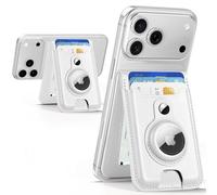 HiWe for MagSafe Wallet with AirTag Holder, 6 Cards Holder, RFID Blocking, White, Stand With Airtag Holder