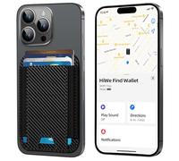 HiWe for MagSafe Wallet with Find My, Anti-Lost Strongest Magnetic Wallet for iPhone 17/16/15/14/13/12 Series, 5 Cards Holder, Leather RFID Slim, Carbon Fiber Black