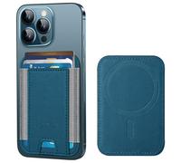 HiWe MagSafe Wallet Magnetic Card Holder for iPhone 16/15/14/13/12 Series, Minimalist Leather Wallet, 1 Slot, Fit 6 Cards, Slim, RFID Blocking, Dark Blue