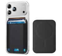 HiWe MagSafe Wallet, Magnetic Wallet for iPhone 15/14/13/12, Leather Wallet, Holds 6 Cards, Slim, RFID Blocking, I-Black & Black, Modern