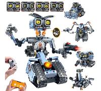 HiWEEGO Changeable LED Eyes Robot Building Set- 5 in 1 Remote & App-Controlled Robotic Building Block RC Elephant/Bulldozer/Tank/Tracked Model Kit Toys Gift for Kids Boys Girls Teens Age 12+ Years Old