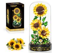 HiWEEGO Sunflower Bouquet Building Set with LED Lights for Women Girls 12+ | 3.6MM Botanical Flower Collection Building Block Set, Artificial Sunflowers for Display Home Decor, Birthday Gifts for Adults