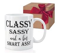 HIWERAN Inspirational Mug Gifts for Women Classy Sassy and a Bit Smart Assy Sarcasm Gifts for Bestie Friends Funny Novelty Appreciation Birthday Gift 11 oz